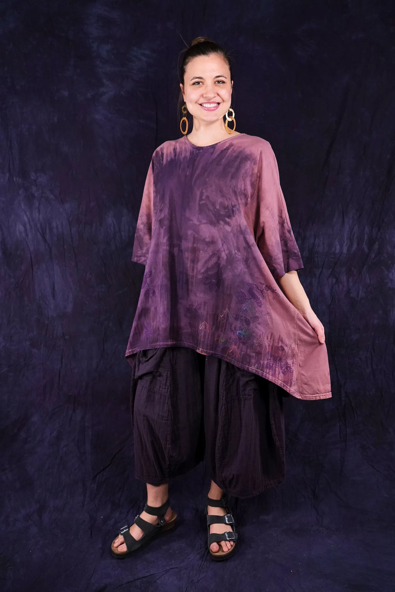 1566HD Drawcord Tunic Tee Mulberry-P