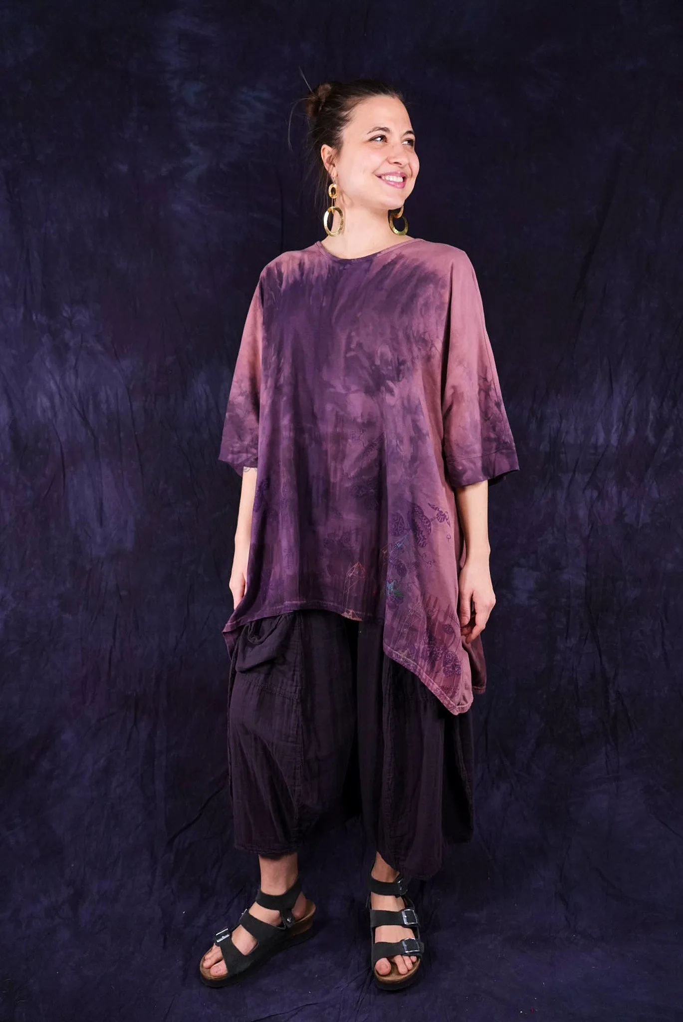 1566HD Drawcord Tunic Tee Mulberry-P