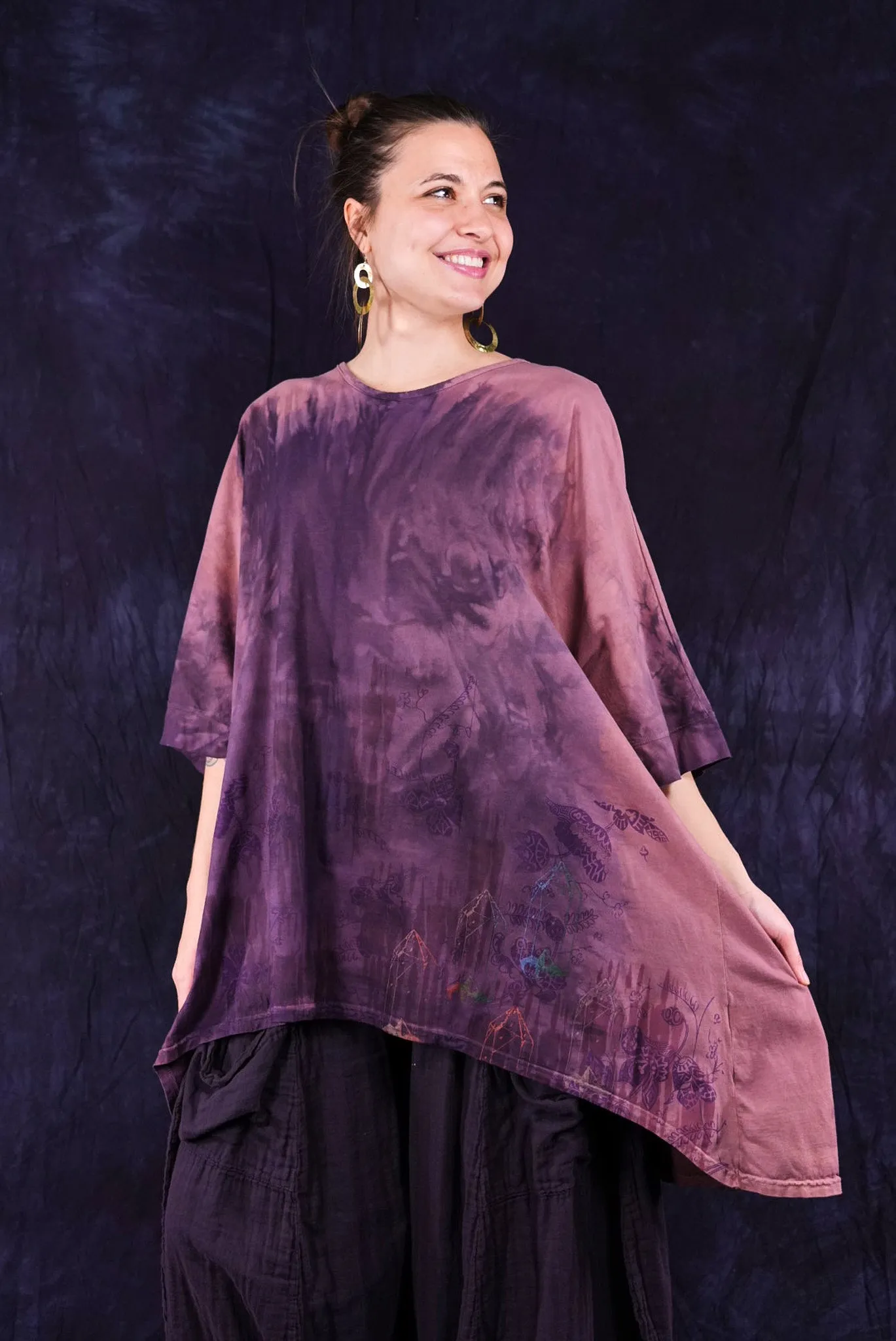 1566HD Drawcord Tunic Tee Mulberry-P