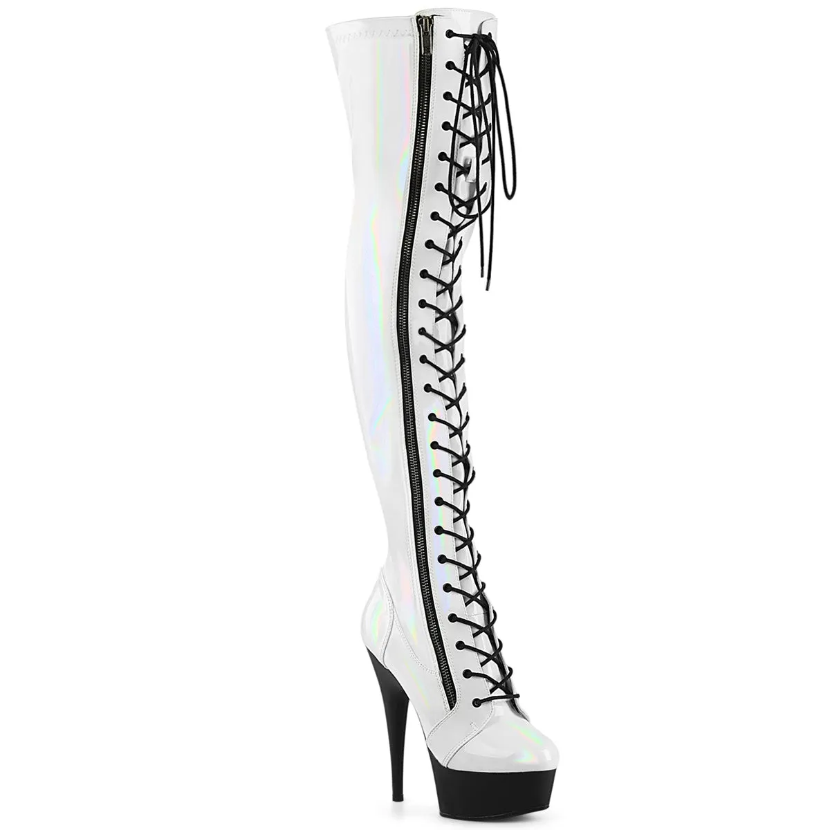 6" Stretch Thigh High Lace Up Boots (DELIGHT-3029)