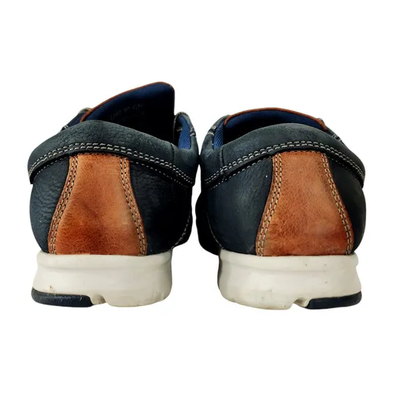 Abeo Sneakers 8M Mens Cort Navy Blue Brown White Leather Rubber 4285 Breathable