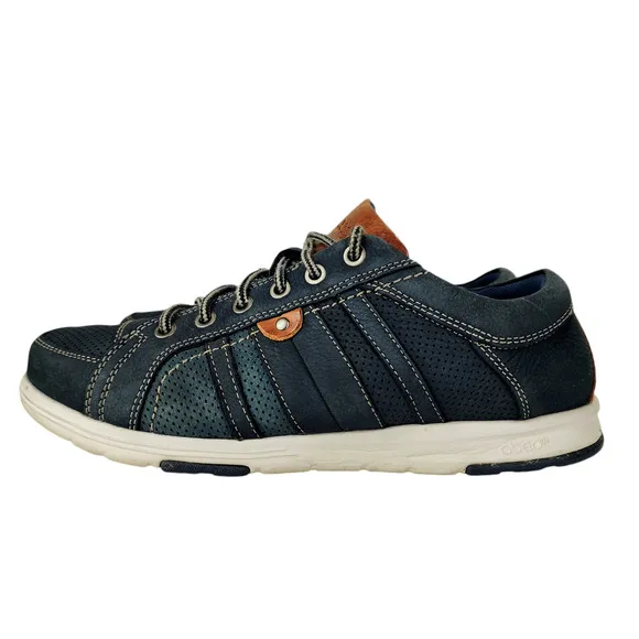 Abeo Sneakers 8M Mens Cort Navy Blue Brown White Leather Rubber 4285 Breathable