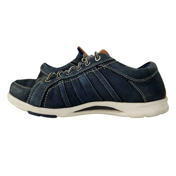 Abeo Sneakers 8M Mens Cort Navy Blue Brown White Leather Rubber 4285 Breathable