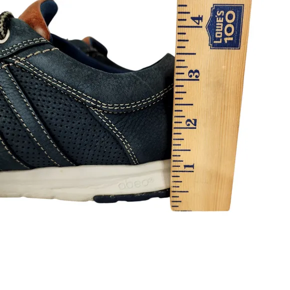 Abeo Sneakers 8M Mens Cort Navy Blue Brown White Leather Rubber 4285 Breathable