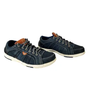 Abeo Sneakers 8M Mens Cort Navy Blue Brown White Leather Rubber 4285 Breathable