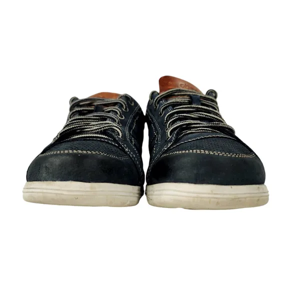 Abeo Sneakers 8M Mens Cort Navy Blue Brown White Leather Rubber 4285 Breathable