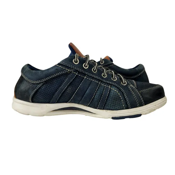 Abeo Sneakers 8M Mens Cort Navy Blue Brown White Leather Rubber 4285 Breathable