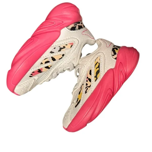 adidas Ozelia Ftwr White/Magic PinkToddler sz4k Shoes sneakers elastic lace up