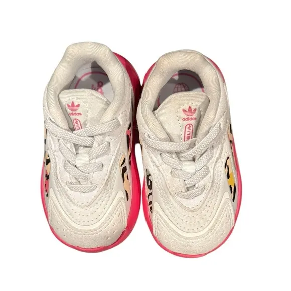 adidas Ozelia Ftwr White/Magic PinkToddler sz4k Shoes sneakers elastic lace up