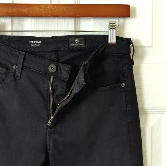 AG Adriano Goldschmied The Prima Mid Rise Cigarette Leg Skinny Jeans Black 26