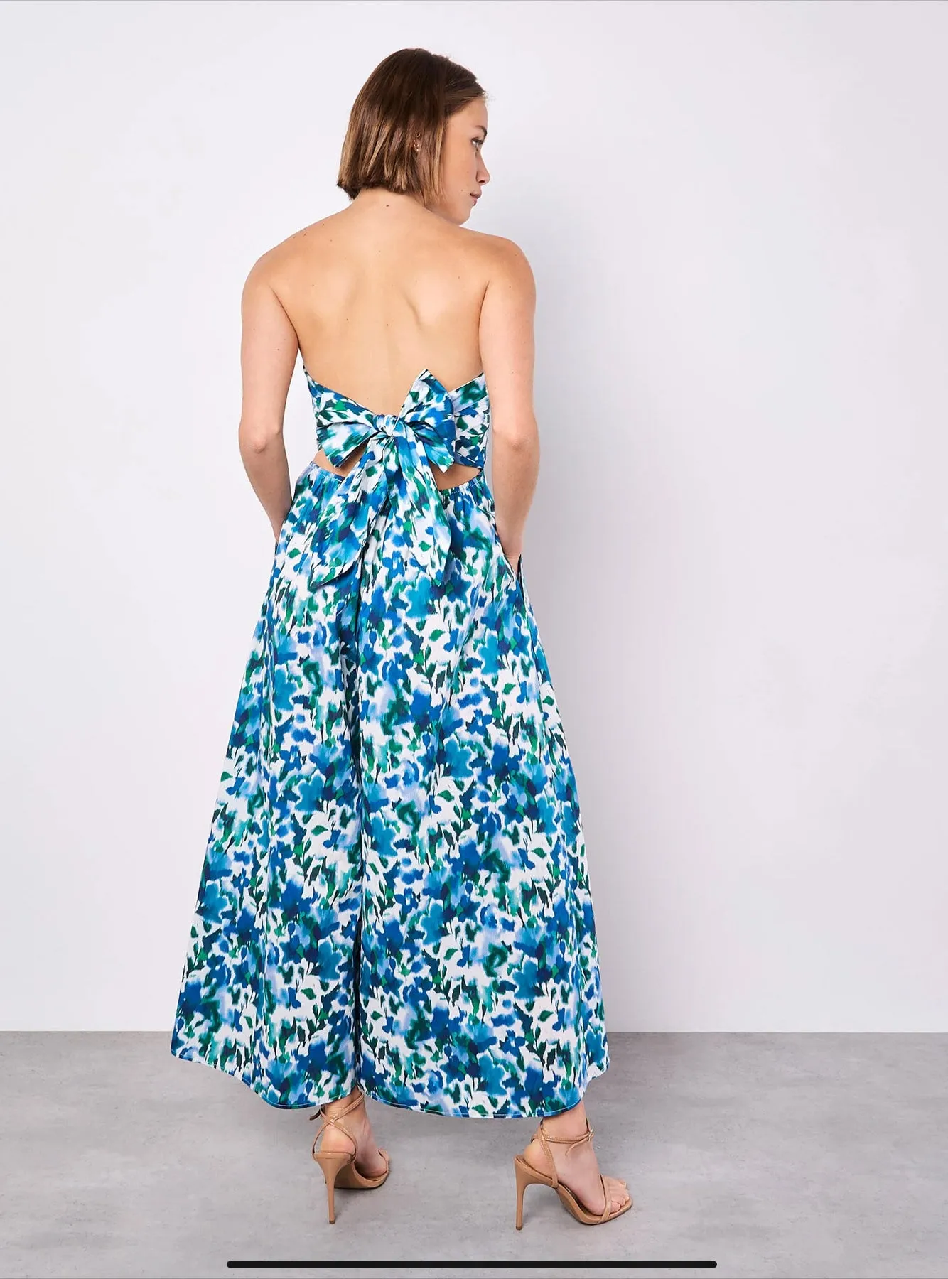 Apricot Floral Ikat Palazzo Jumpsuit