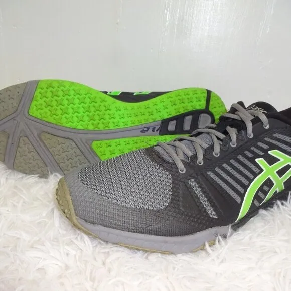 ASICS FuzeX TR Mens Size 11 US Gray Black Green Athletic Training Sneakers S613N