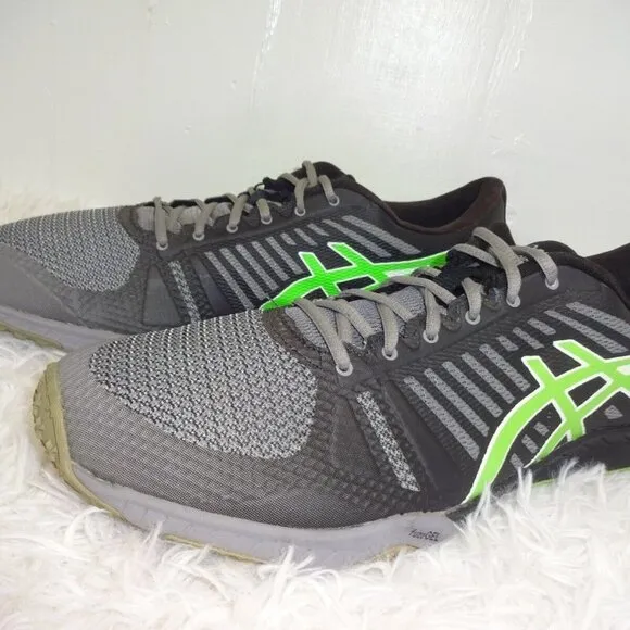 ASICS FuzeX TR Mens Size 11 US Gray Black Green Athletic Training Sneakers S613N