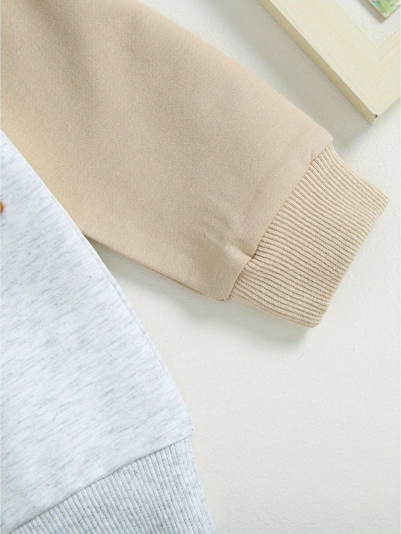Baby Boys 2 Piece Outfits Contrast Color Knitted Long Sleeve Hoodie Sweatshirt and Elastic Pants Spring Clothes for Toddler