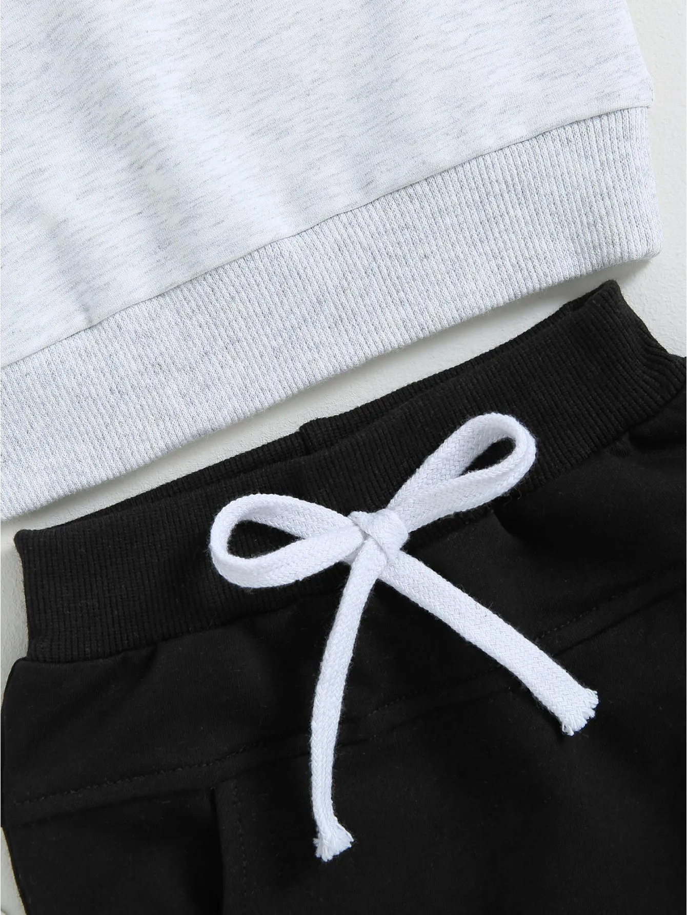 Baby Boys 2 Piece Outfits Contrast Color Knitted Long Sleeve Hoodie Sweatshirt and Elastic Pants Spring Clothes for Toddler