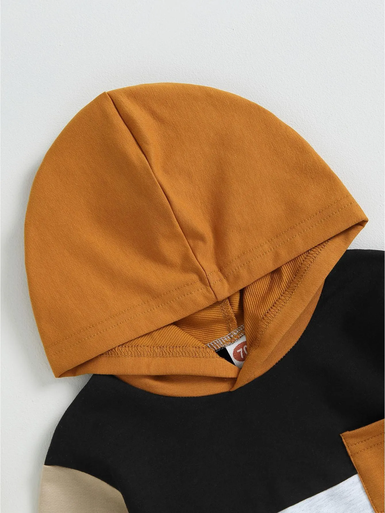 Baby Boys 2 Piece Outfits Contrast Color Knitted Long Sleeve Hoodie Sweatshirt and Elastic Pants Spring Clothes for Toddler