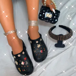 Beaded Decoration Breathable Clogs & Clutch Bags & Hair Bands Set (Sold Separately)