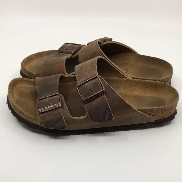 Birkenstock Arizona Brown Leather Sandals – EU Sz 39 Narrow US M 6 W 8 Two Strap