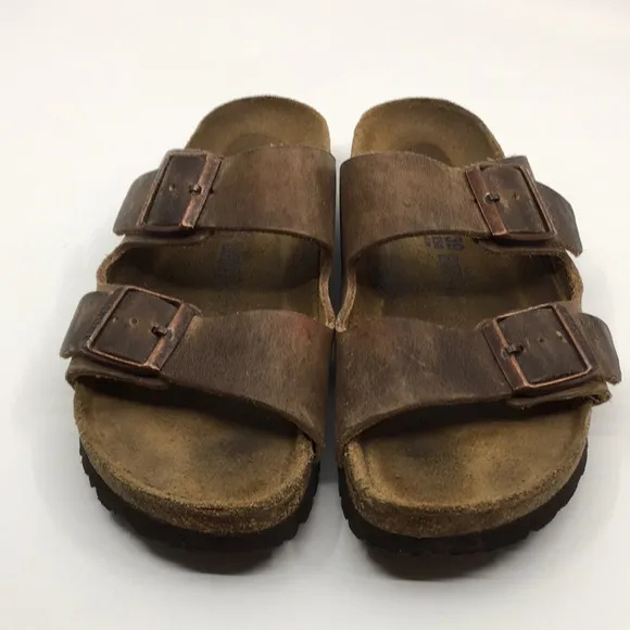 Birkenstock Arizona Brown Leather Sandals – EU Sz 39 Narrow US M 6 W 8 Two Strap