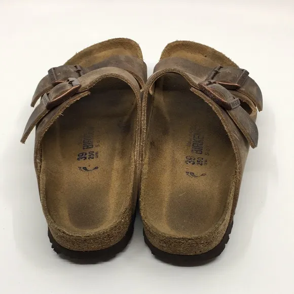 Birkenstock Arizona Brown Leather Sandals – EU Sz 39 Narrow US M 6 W 8 Two Strap