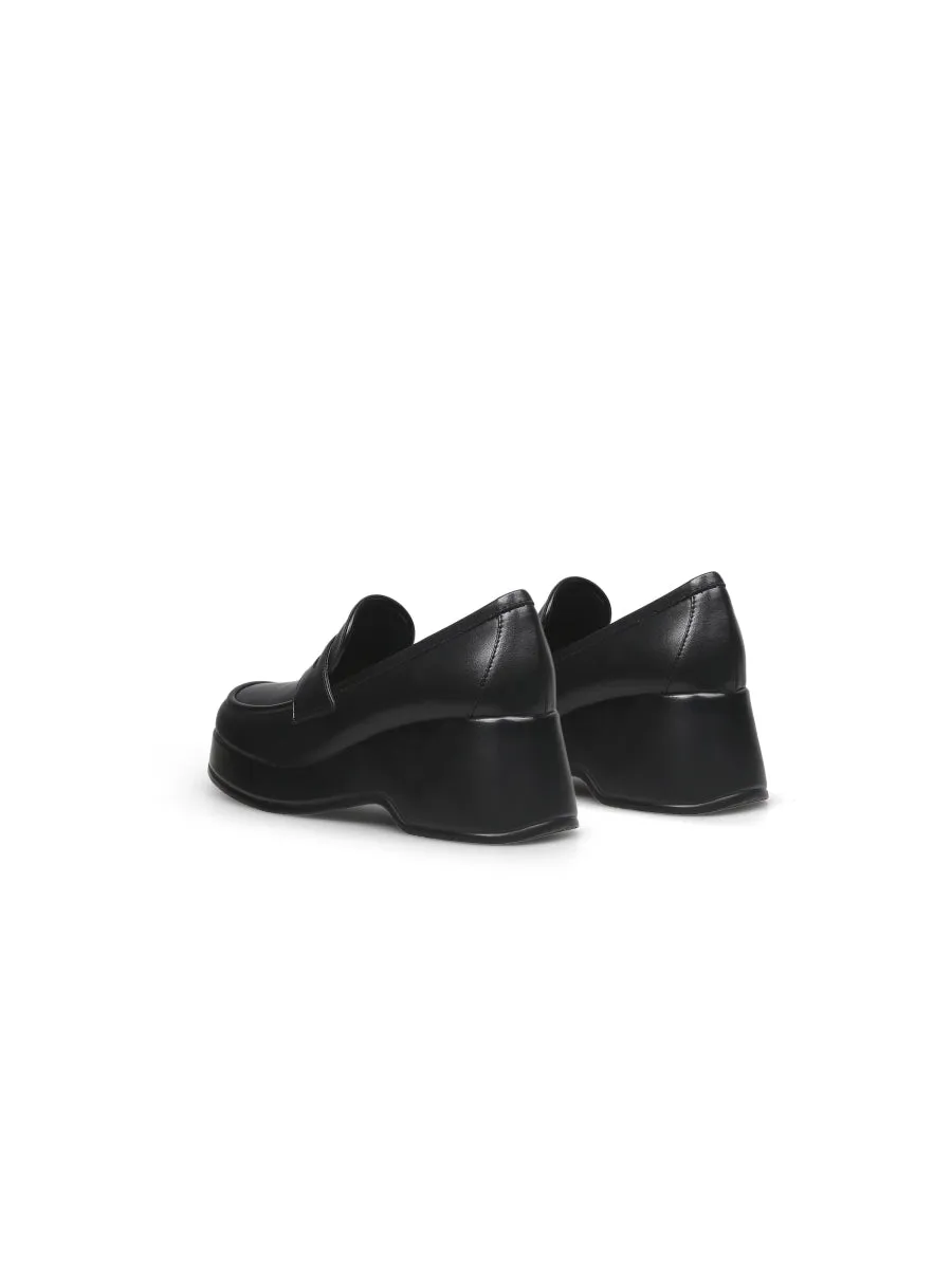 Black Matte Leather Platform Loafer