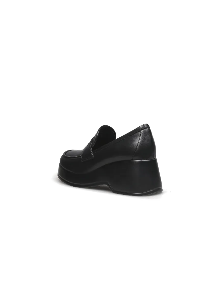 Black Matte Leather Platform Loafer
