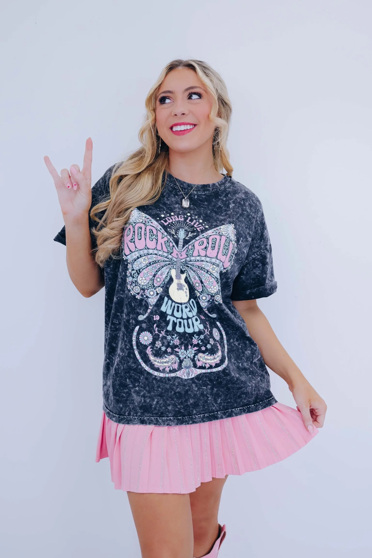 Butterfly Rock N Roll Graphic Tee - Black