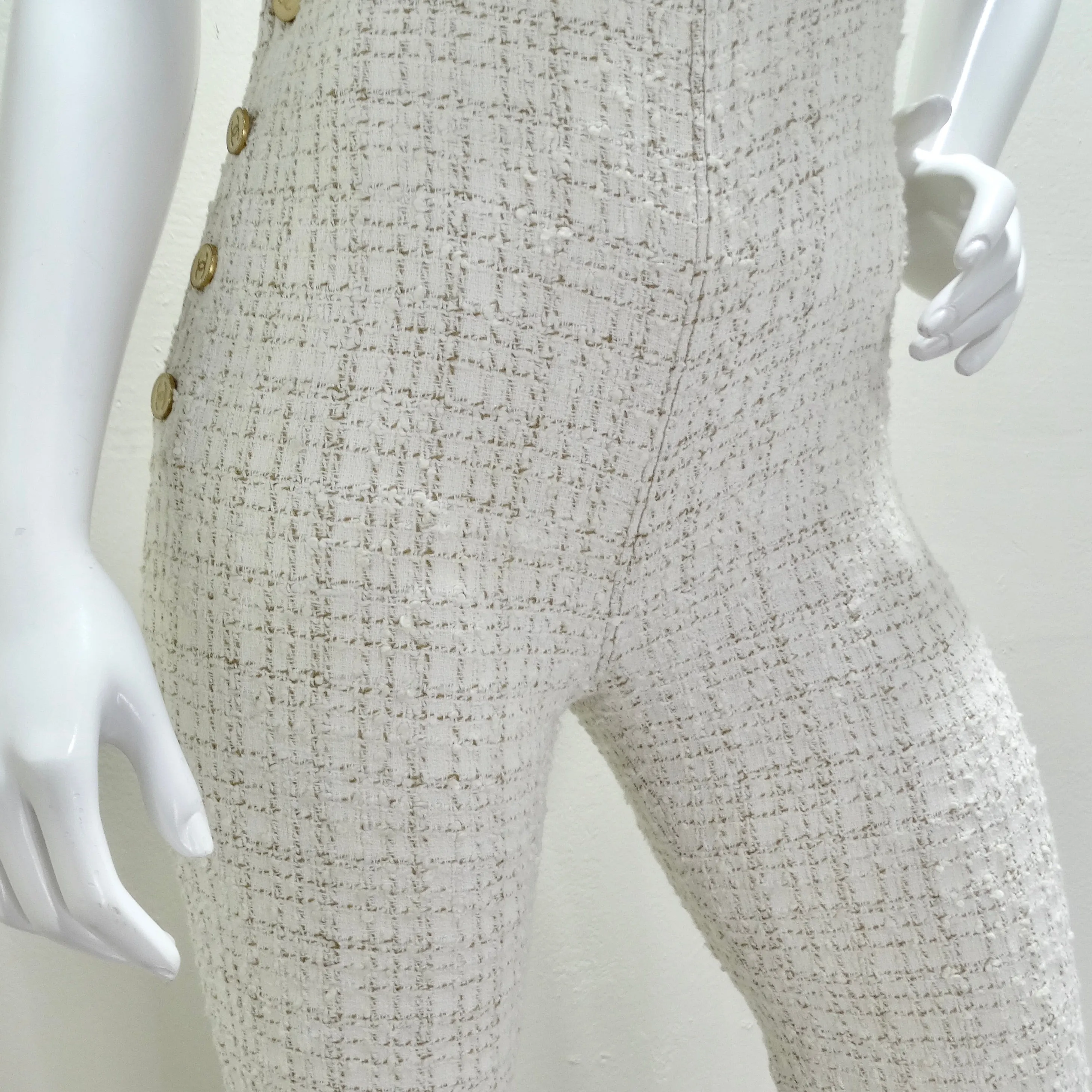 Chanel 2001 Runway Tweed Overall Jumpsuit