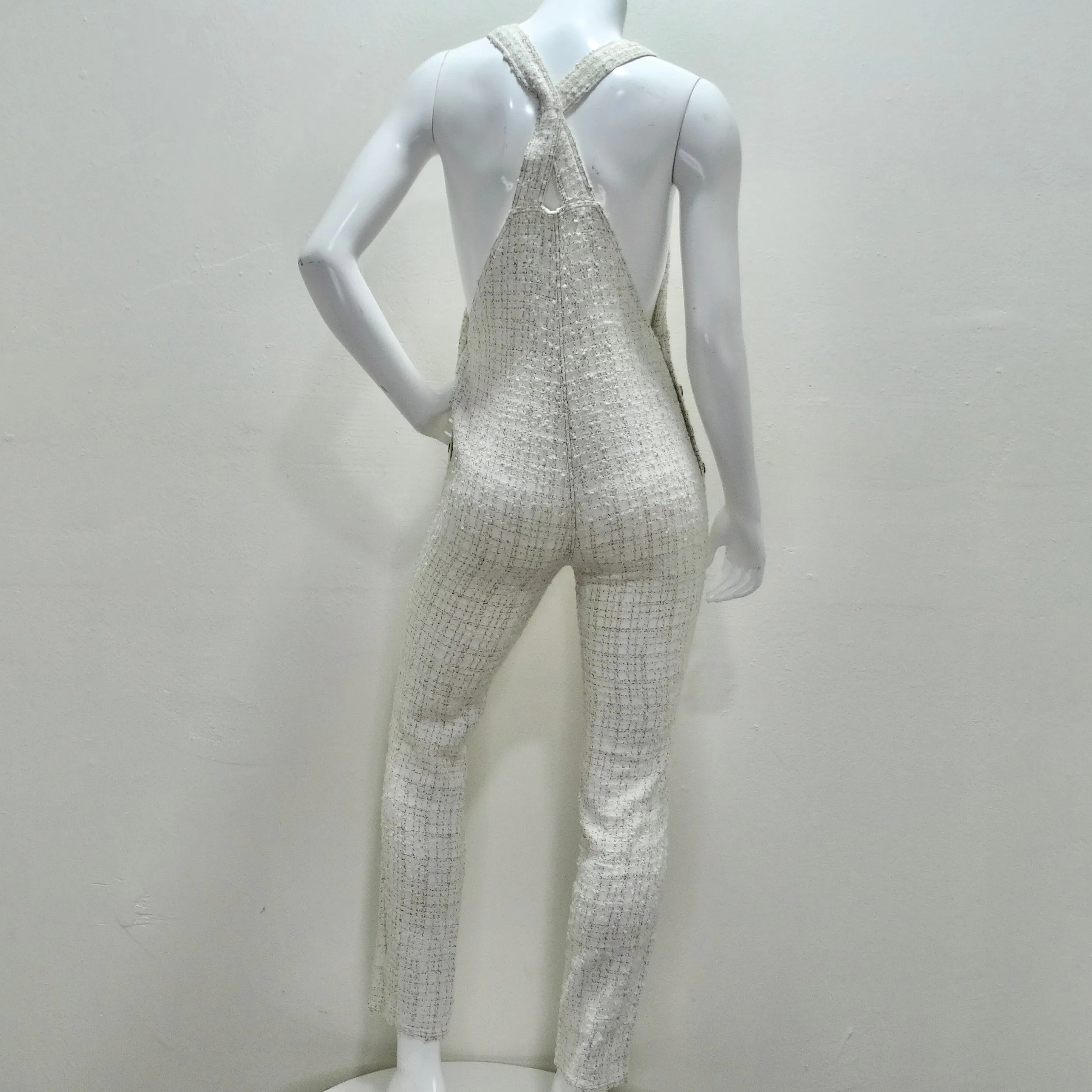Chanel 2001 Runway Tweed Overall Jumpsuit