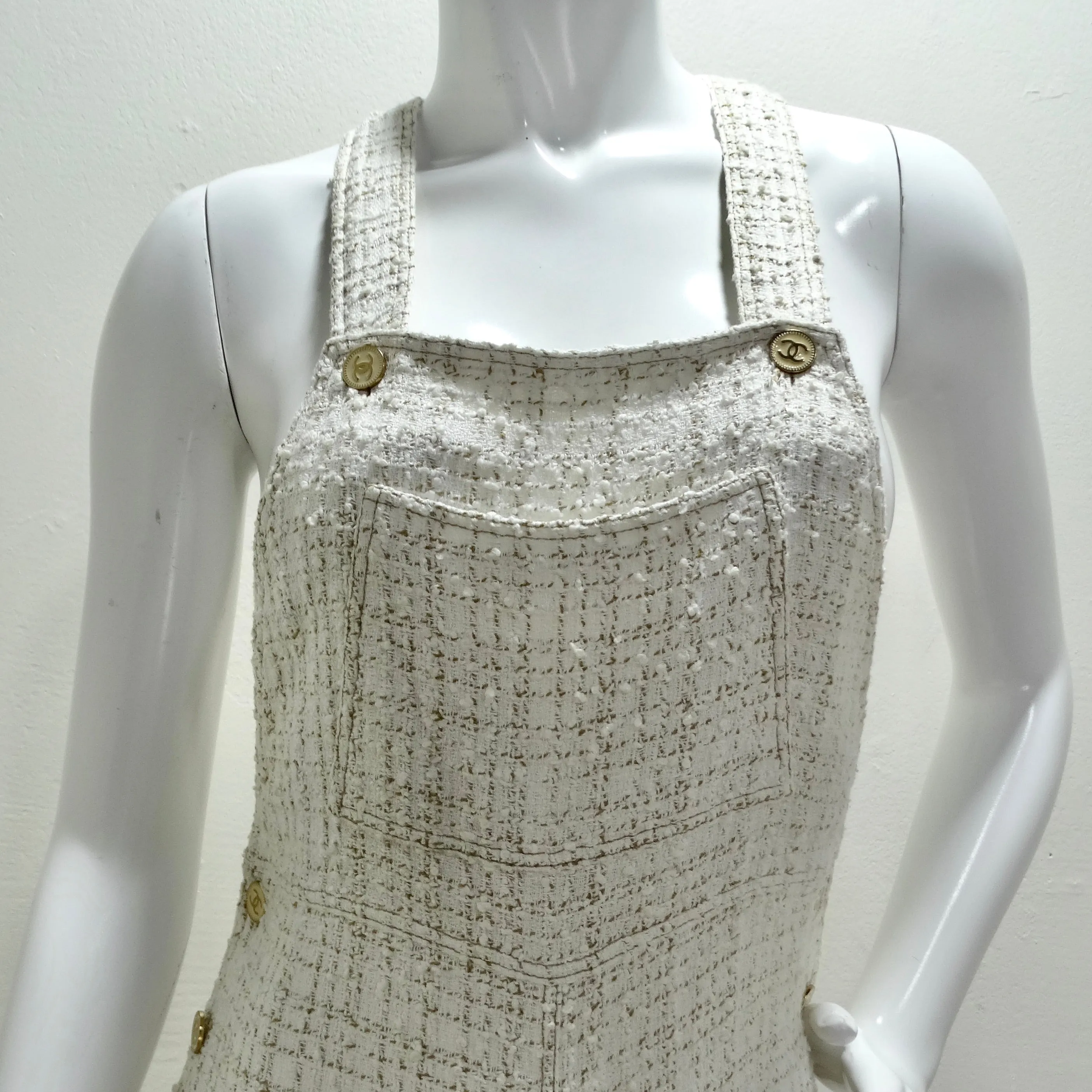 Chanel 2001 Runway Tweed Overall Jumpsuit