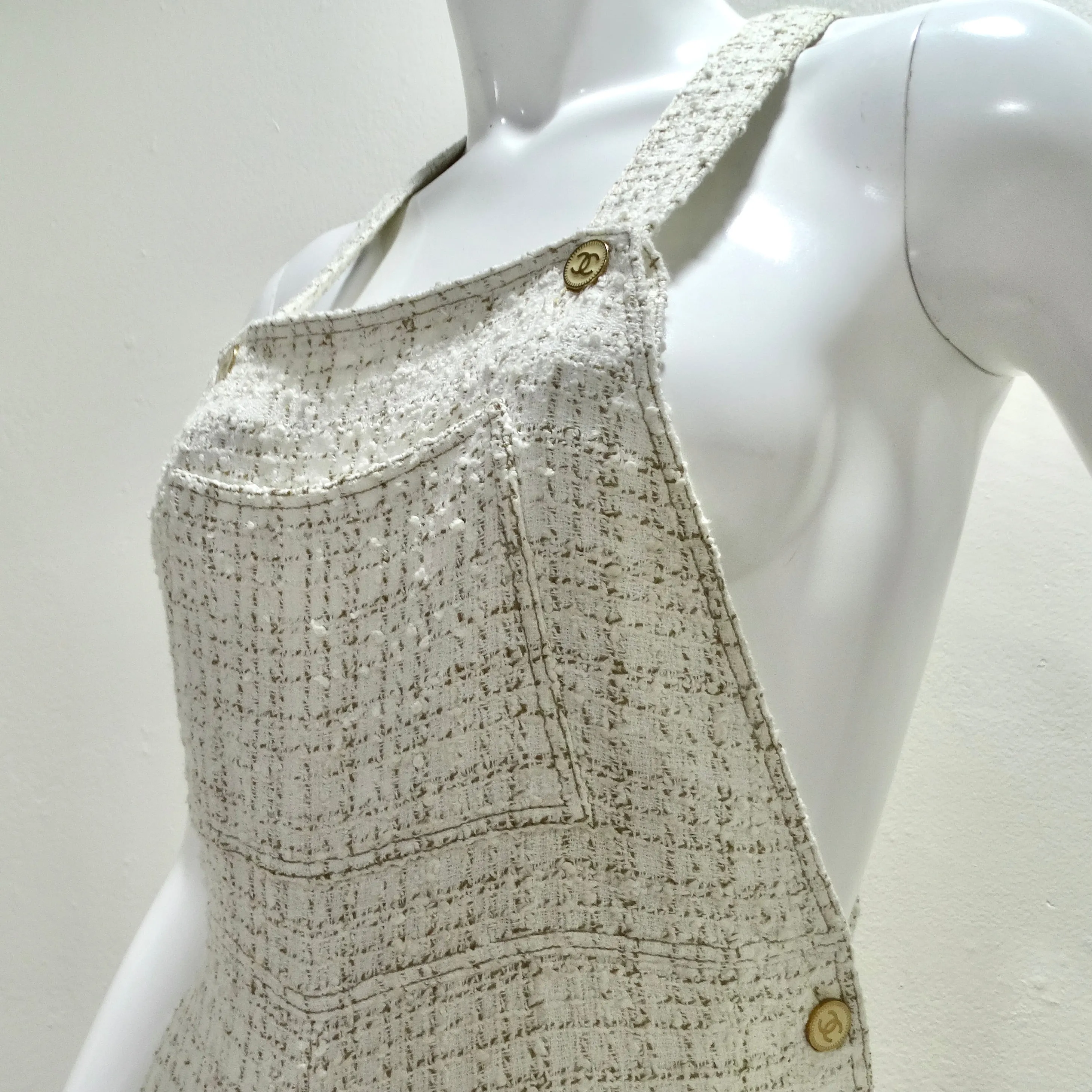 Chanel 2001 Runway Tweed Overall Jumpsuit