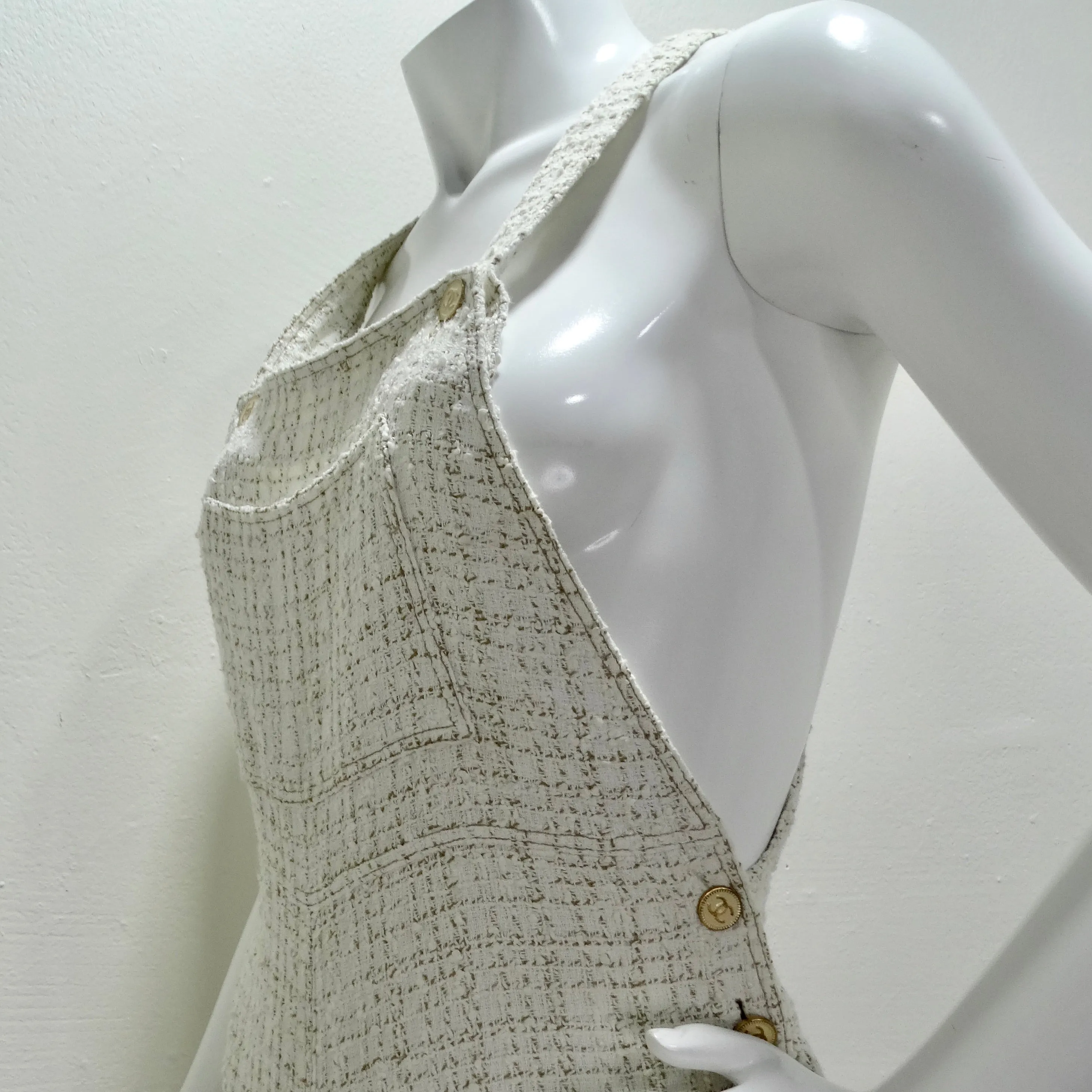 Chanel 2001 Runway Tweed Overall Jumpsuit