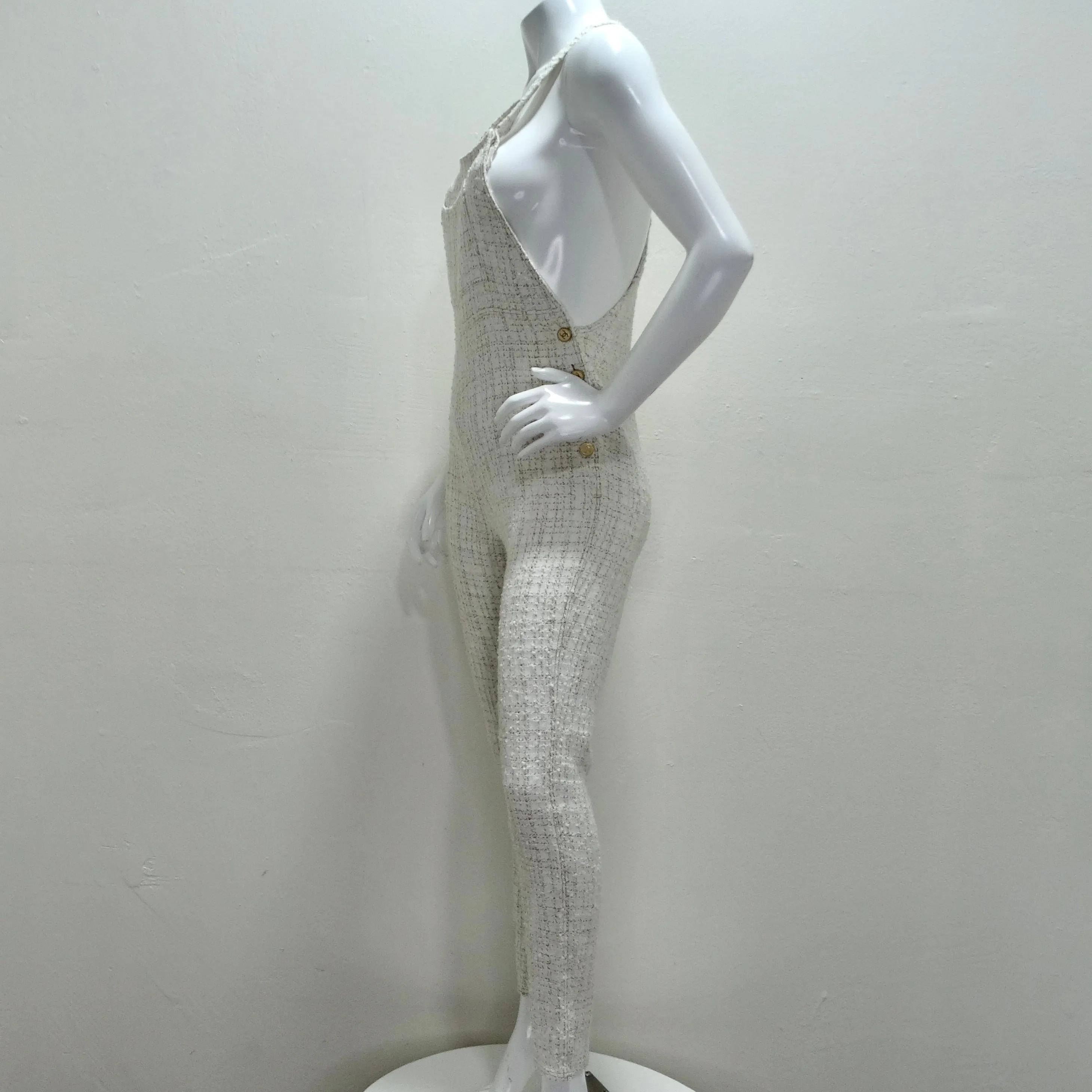 Chanel 2001 Runway Tweed Overall Jumpsuit