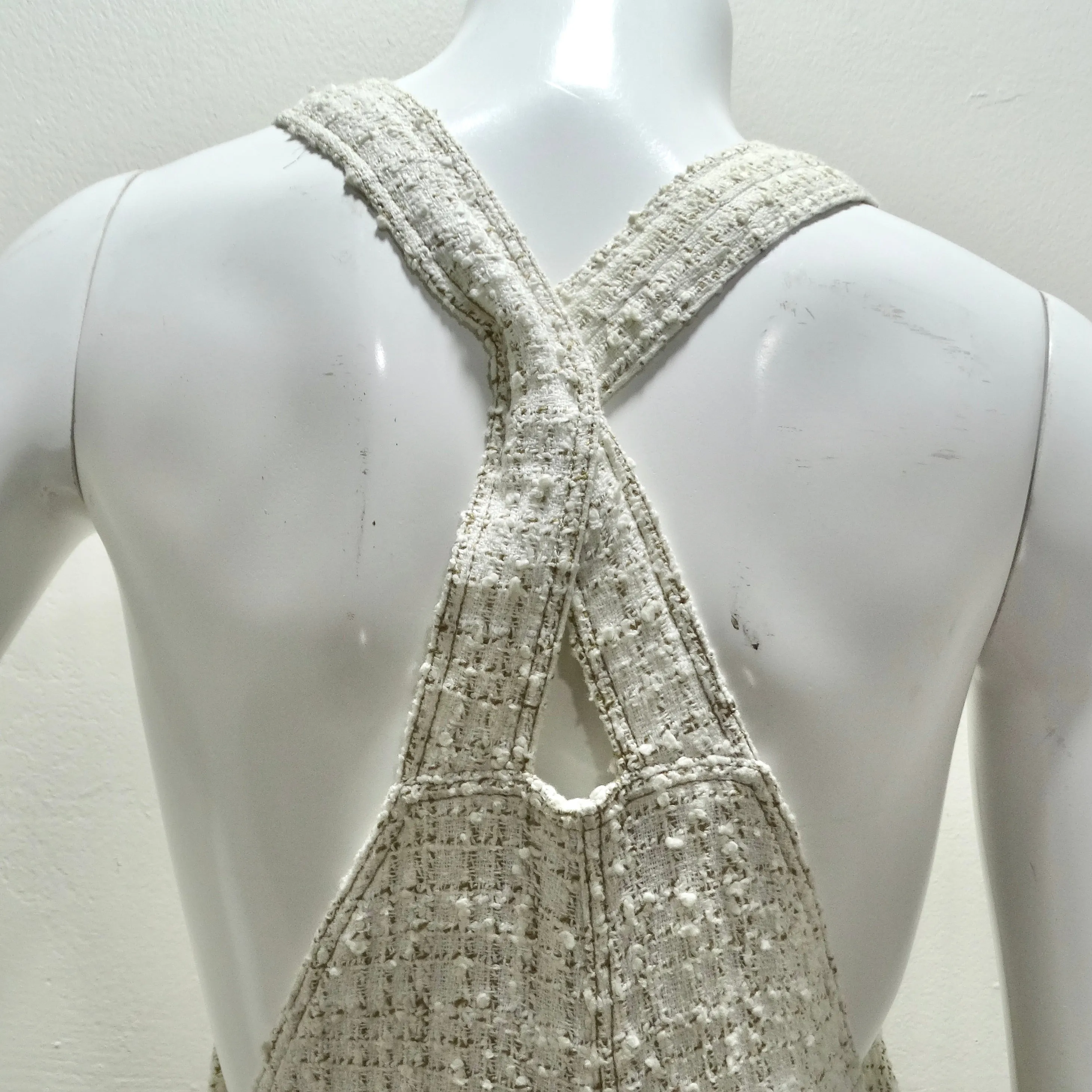 Chanel 2001 Runway Tweed Overall Jumpsuit