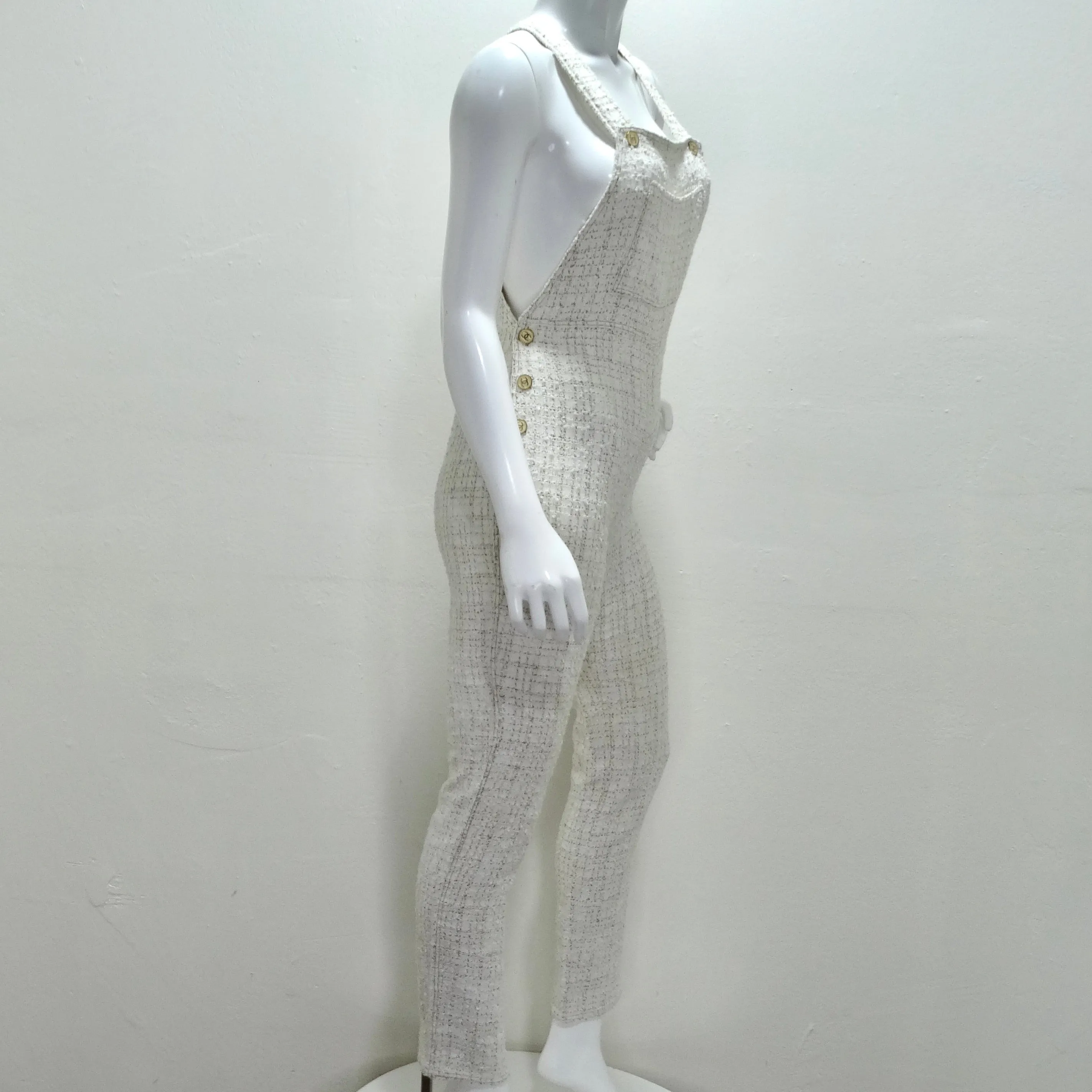 Chanel 2001 Runway Tweed Overall Jumpsuit