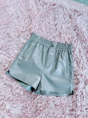 Classy Lady Faux Leather Shorts - Charcoal