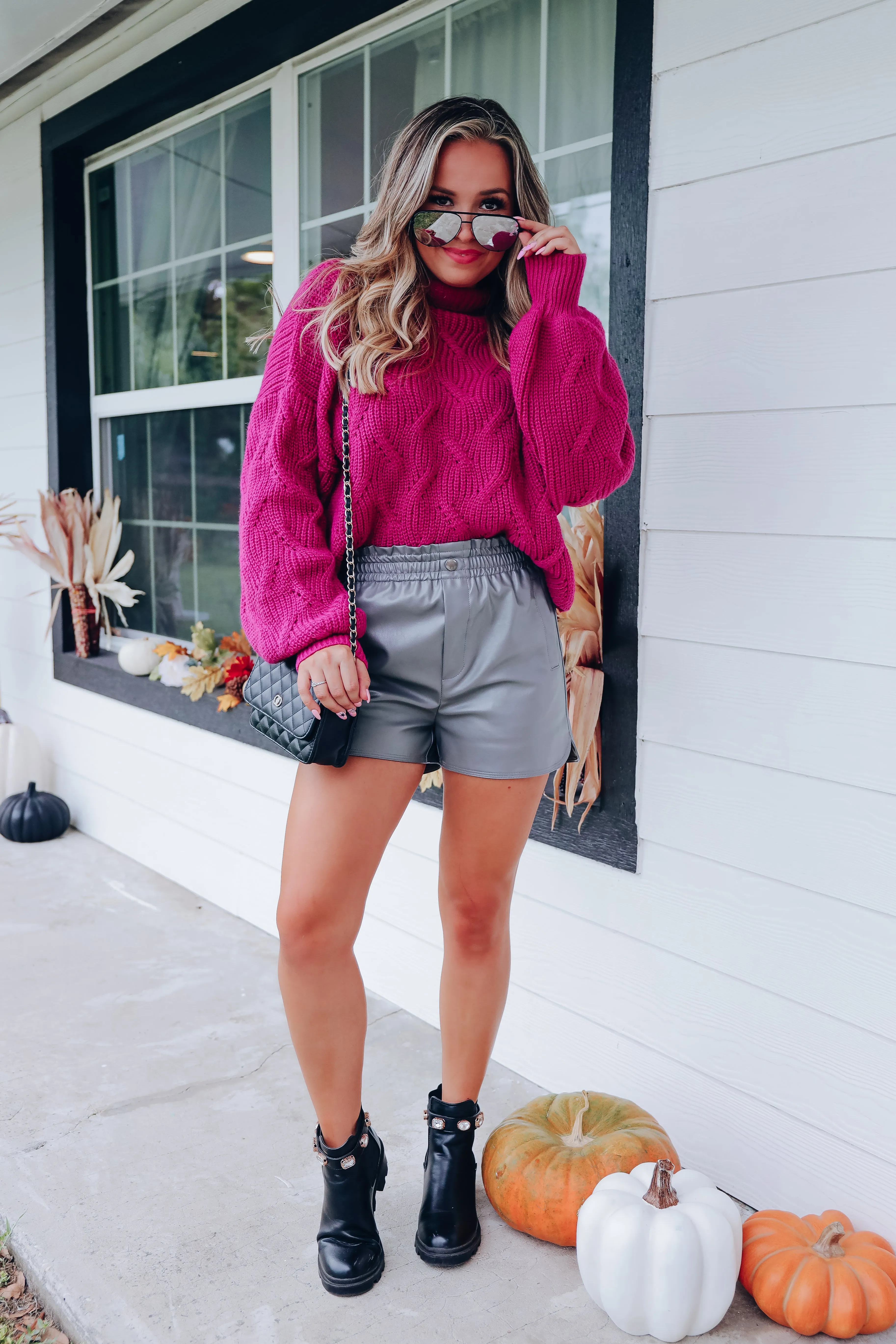 Classy Lady Faux Leather Shorts - Charcoal