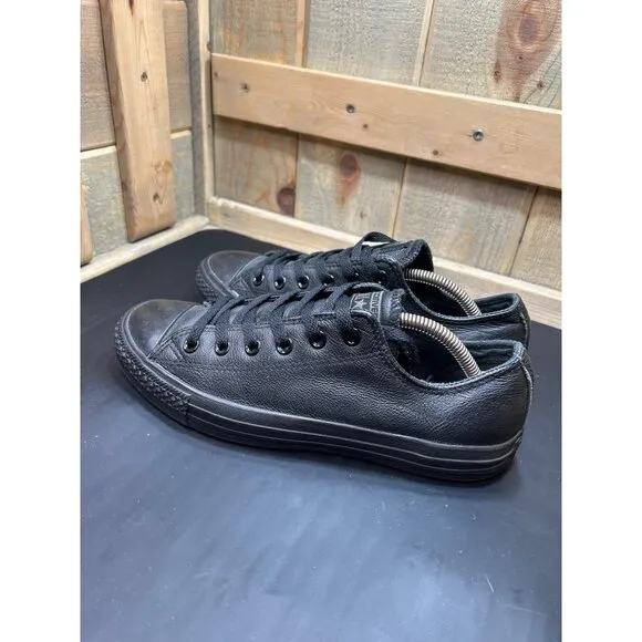 Converse All Star Black Leather Unisex Sneakers Size 8 Mens / 10 Womens