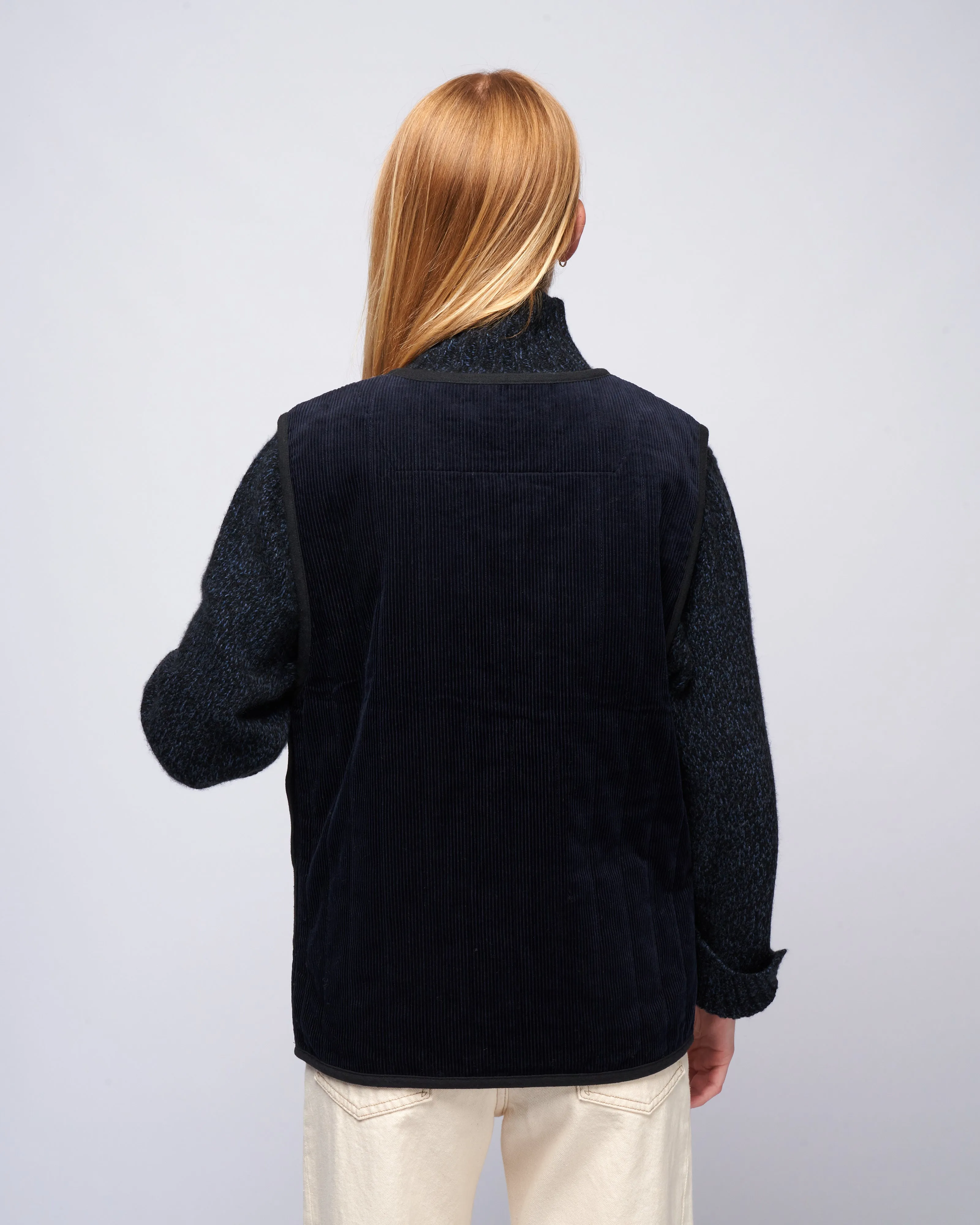corduroy vest - navy black