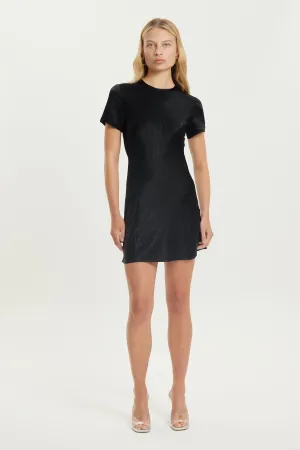 CRUSH BIAS TEE MINI DRESS | BLACK