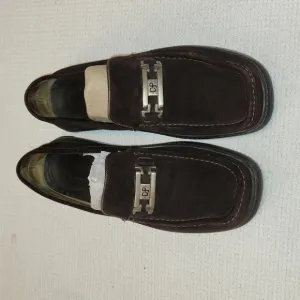 Donald Pliner brown suede robber wedge loafers drivers shoes sz 10.5