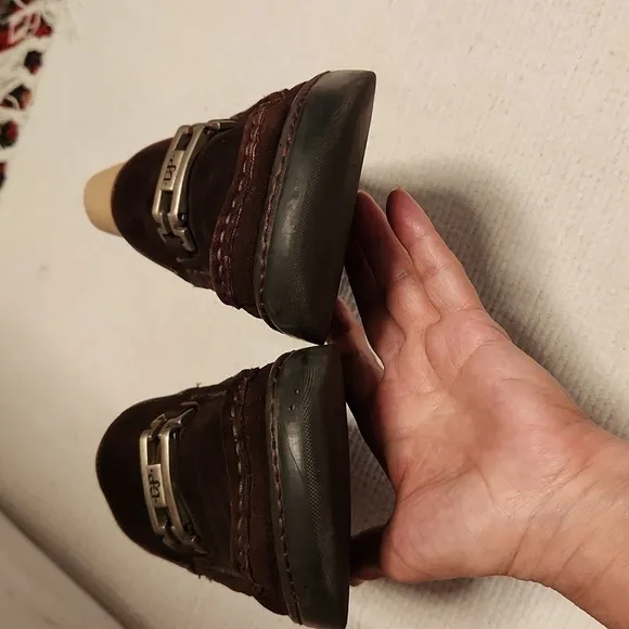Donald Pliner brown suede robber wedge loafers drivers shoes sz 10.5