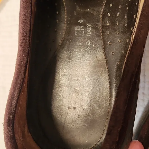 Donald Pliner brown suede robber wedge loafers drivers shoes sz 10.5