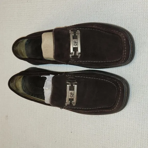 Donald Pliner brown suede robber wedge loafers drivers shoes sz 10.5