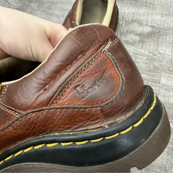 Dr. Martens Lennon Air Wair Brown Leather Slip On Loafers Size 10
