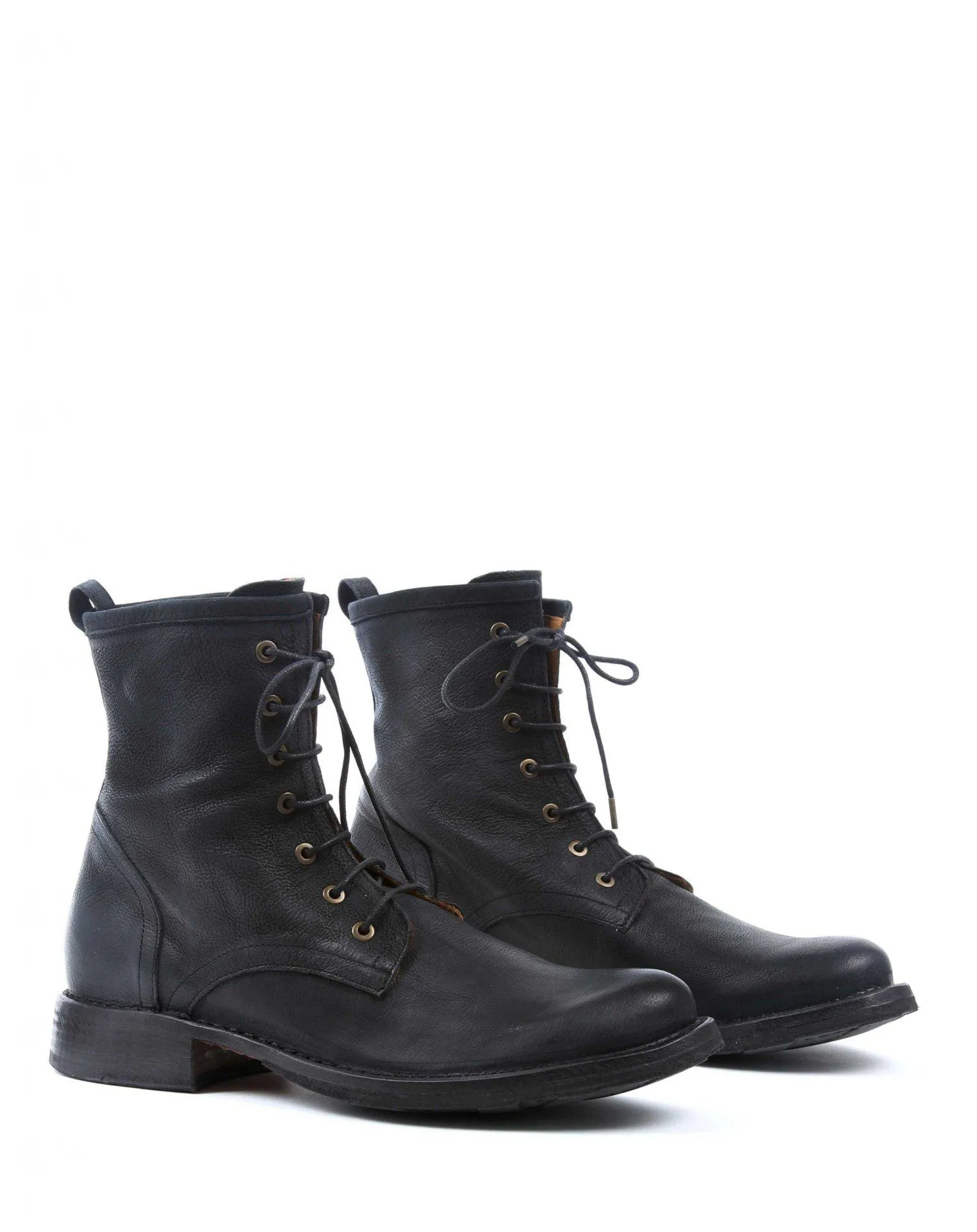 ELME Black Leather Lace-up Boots