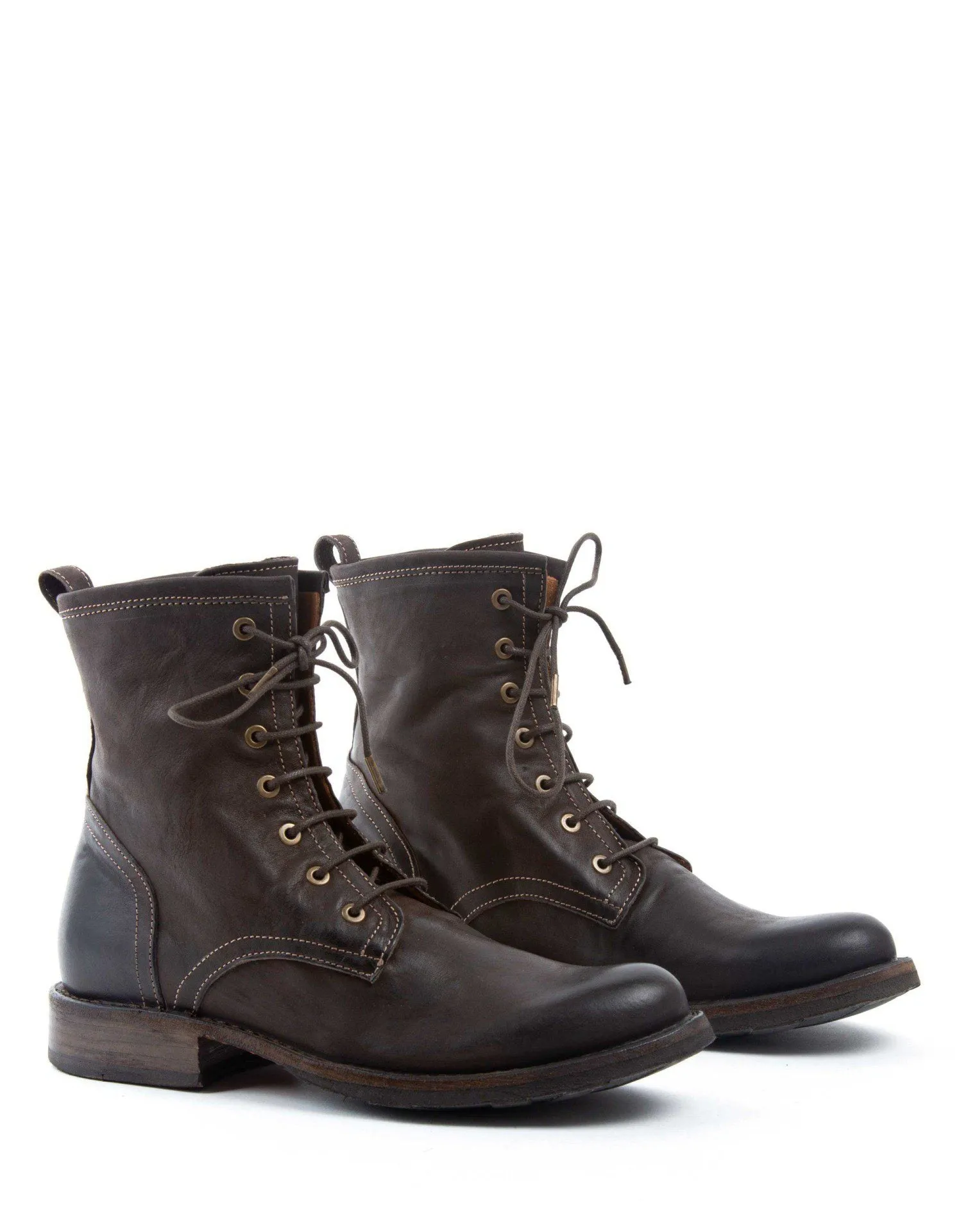 ELME Brown Leather Lace-up Boots