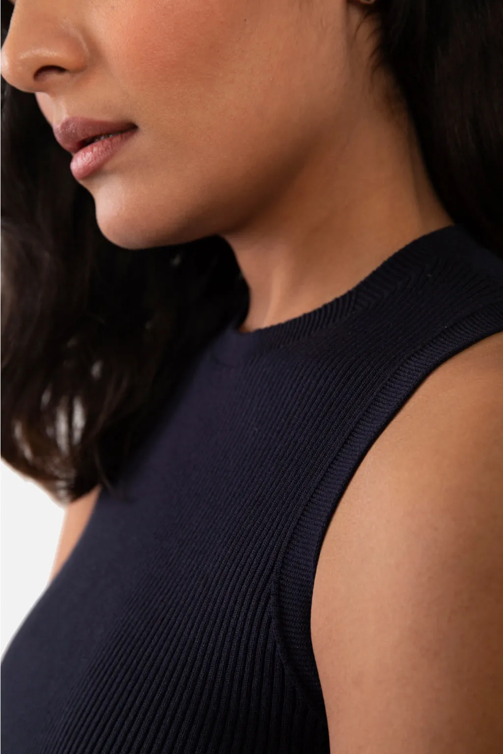 EMMA RIBBED CROP TANK - SLATE GREY