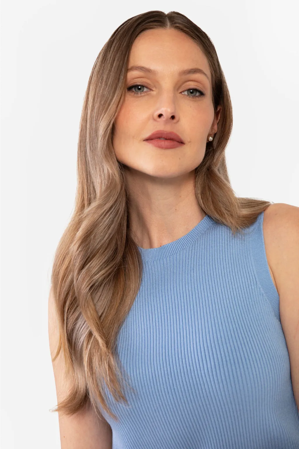 EMMA RIBBED CROP TANK - SLATE GREY