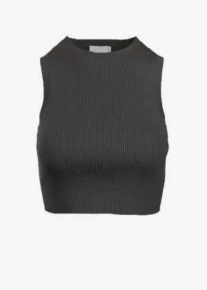 EMMA RIBBED CROP TANK - SLATE GREY